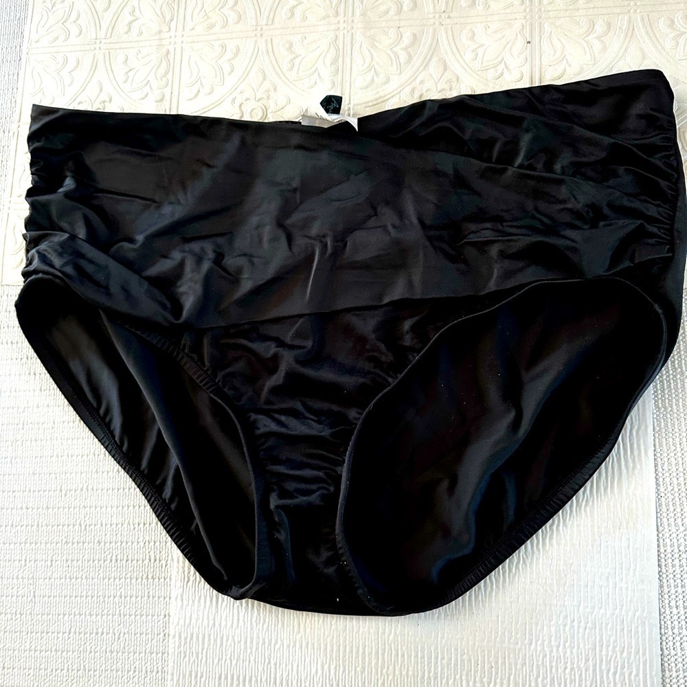 Aqua Green Swimsuit Bikini Bottom Ruched Sides Black XL